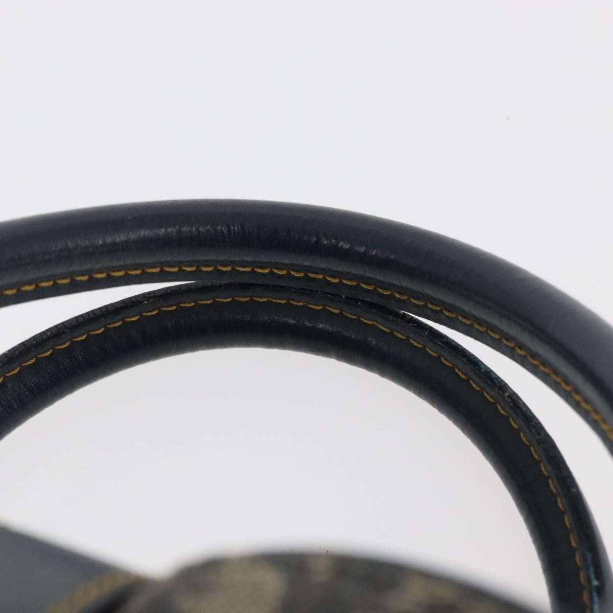 Christian Dior Vintage Saddle Bowler Diorissimo Canvas Navy Canvas Handbag (Pre-Owned)