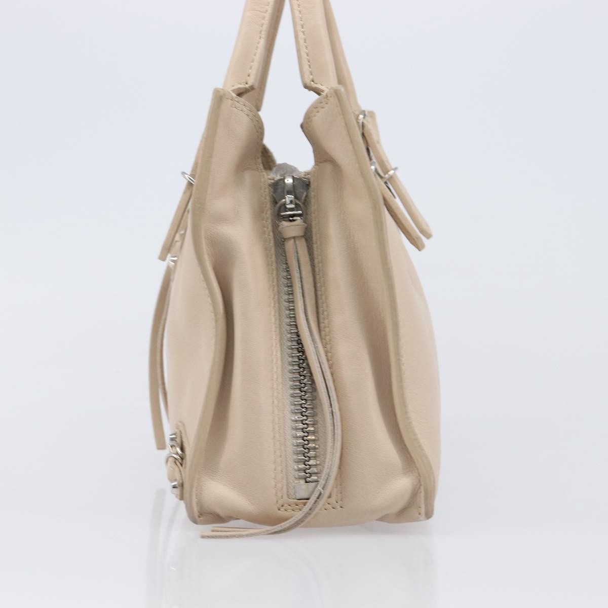 Balenciaga Papier A4 Zip Around Classic Studs Leather Gray Leather Handbag (Pre-Owned)