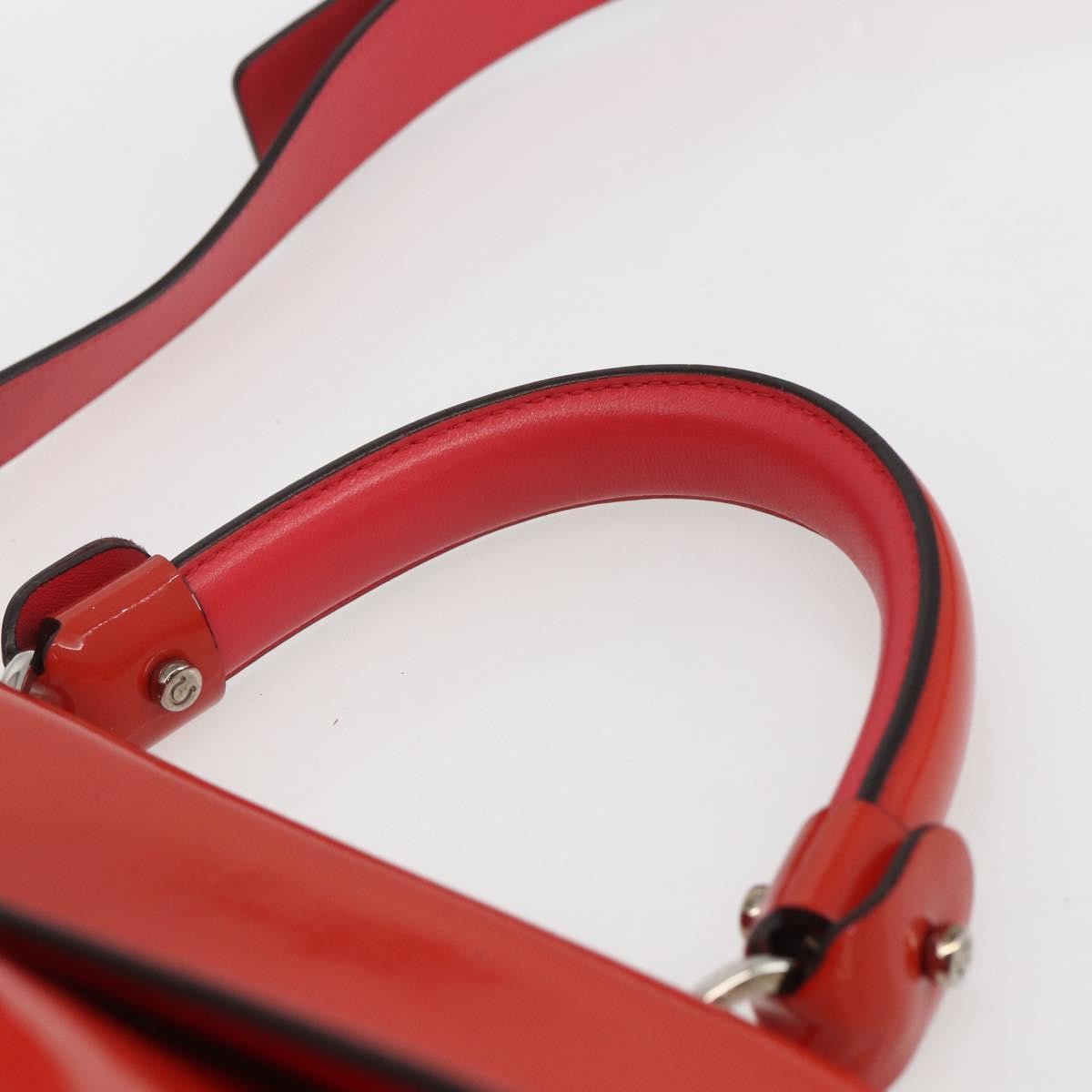 Salvatore Ferragamo Gancini Patent Leather Red Patent_Leather Handbag (Pre-Owned)