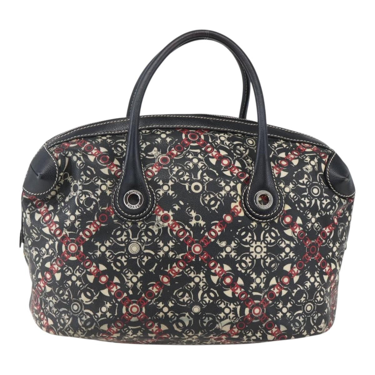 Chanel Optic Coco Bowler Printed Coated Canvas With Caviar Black Pvc Travel Bag Bag (Pre-Owned)