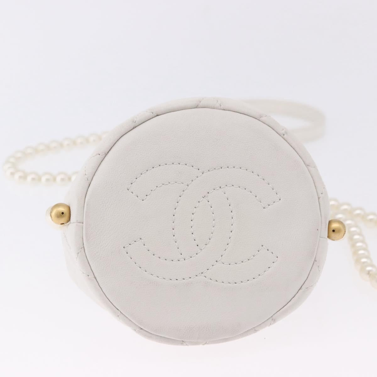Chanel About Pearls Bucket Quilted Calfskin White Leather Shoulder Bag Bag (Pre-Owned)