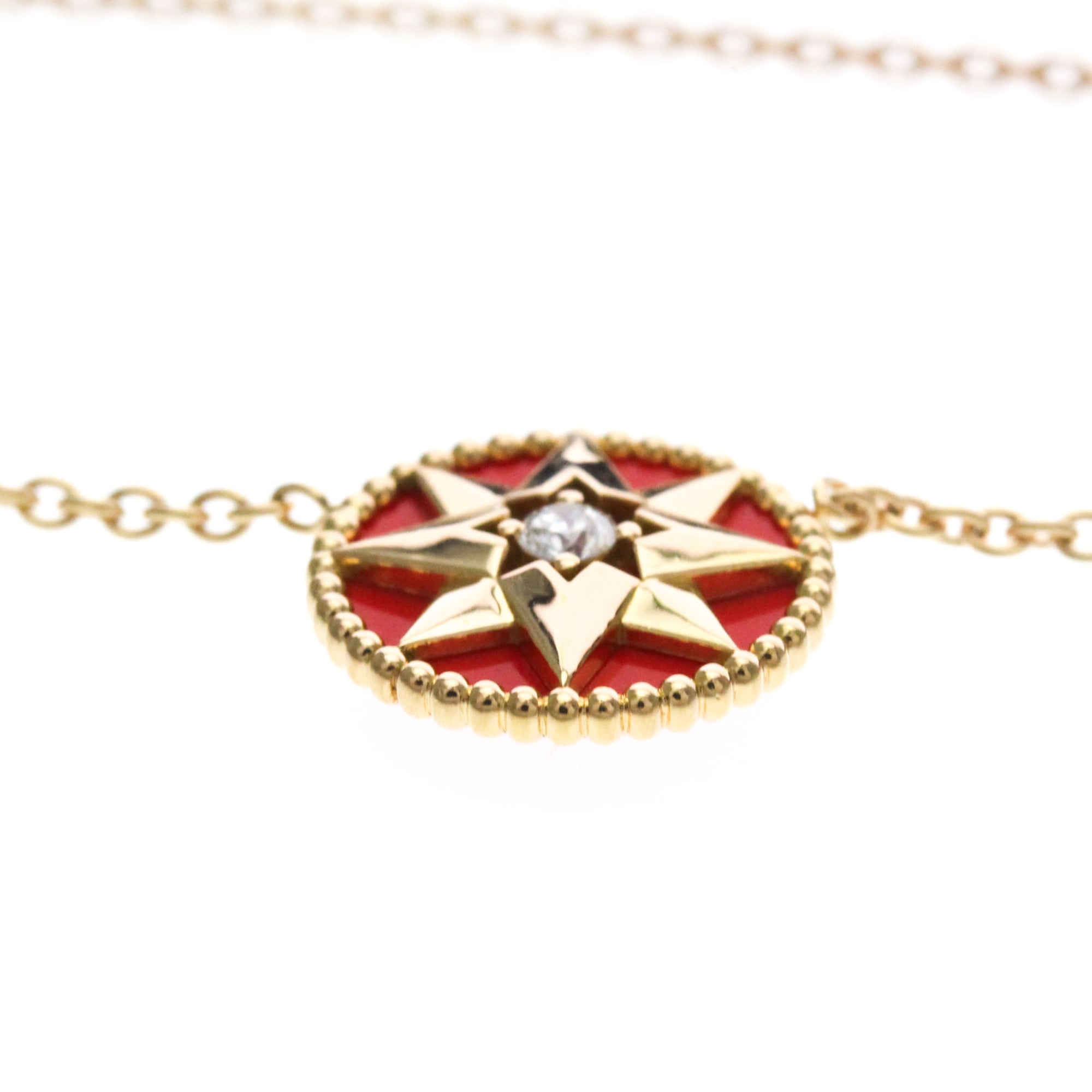 Christian Dior Rose Des Vents 18K Rose Gold With Diamonds Gold Pink_Gold Necklace Jewelry (Pre-Owned)