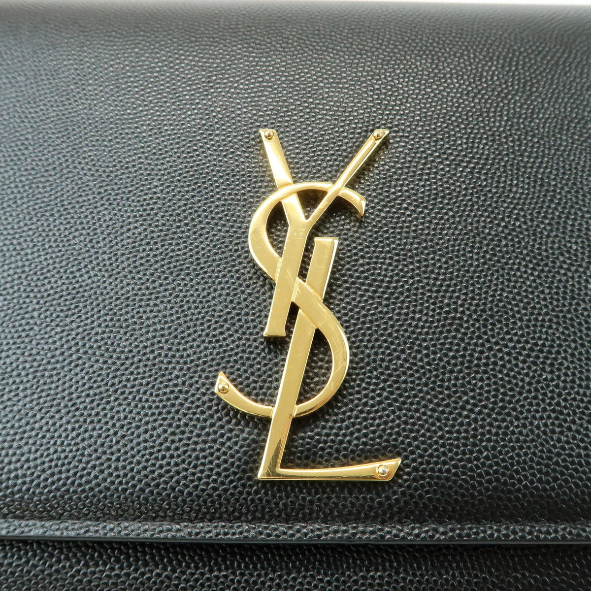 Saint Laurent Classic Monogram Leather Black Leather Crossbody Bag Bag (Pre-Owned)