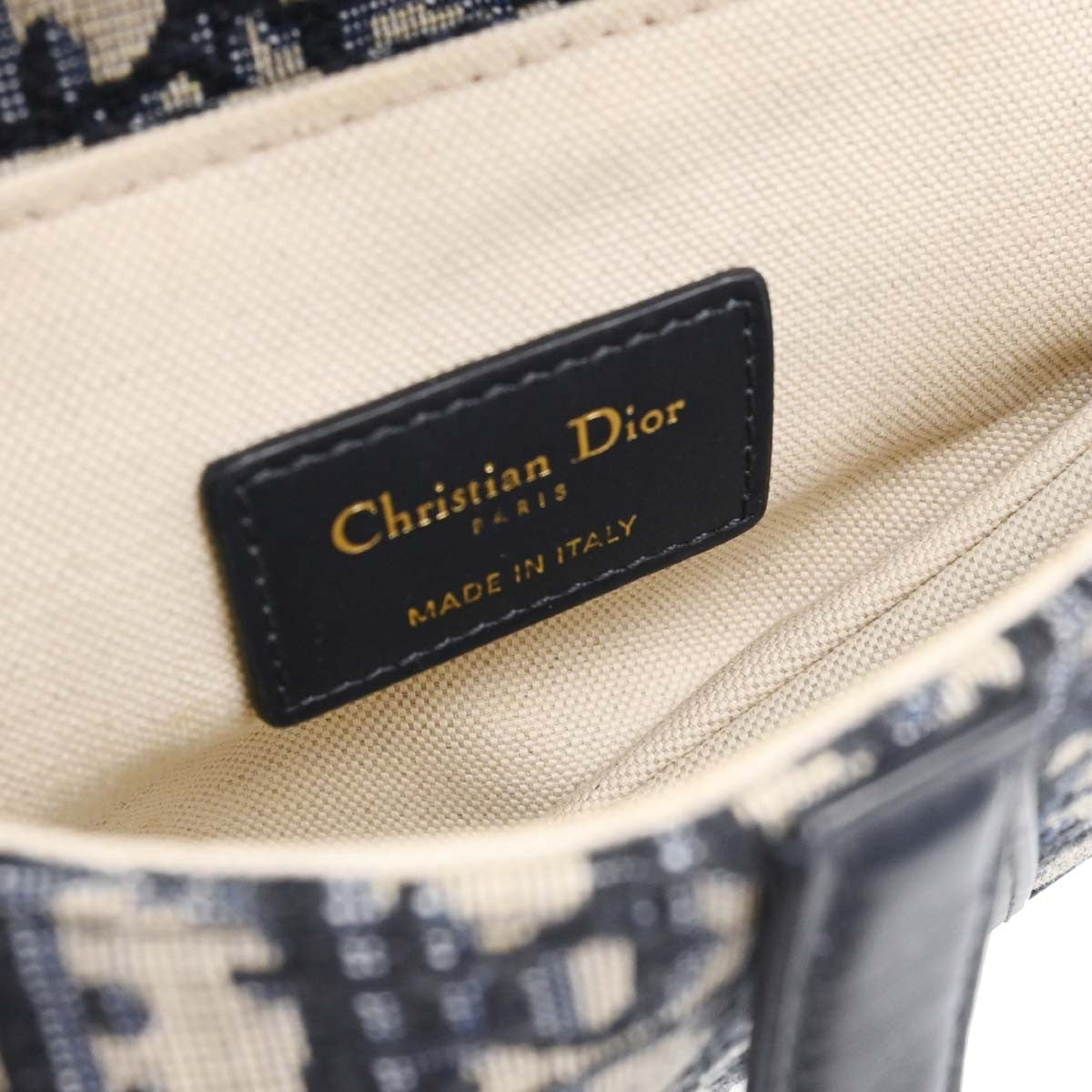 Christian Dior Saddle Oblique Canvas Navy Canvas Handbag (Pre-Owned)