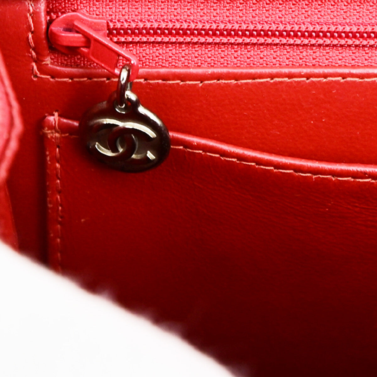 Chanel Vintage Cc Flap Top Handle Calfskin Leather Red Calfskin Bag (Pre-Owned)