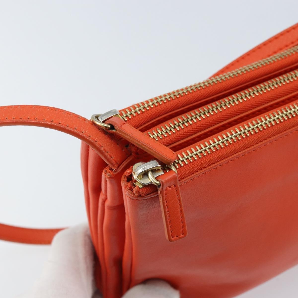 Celine Trio Leather Orange Leather Shoulder Bag Bag (Pre-Owned)