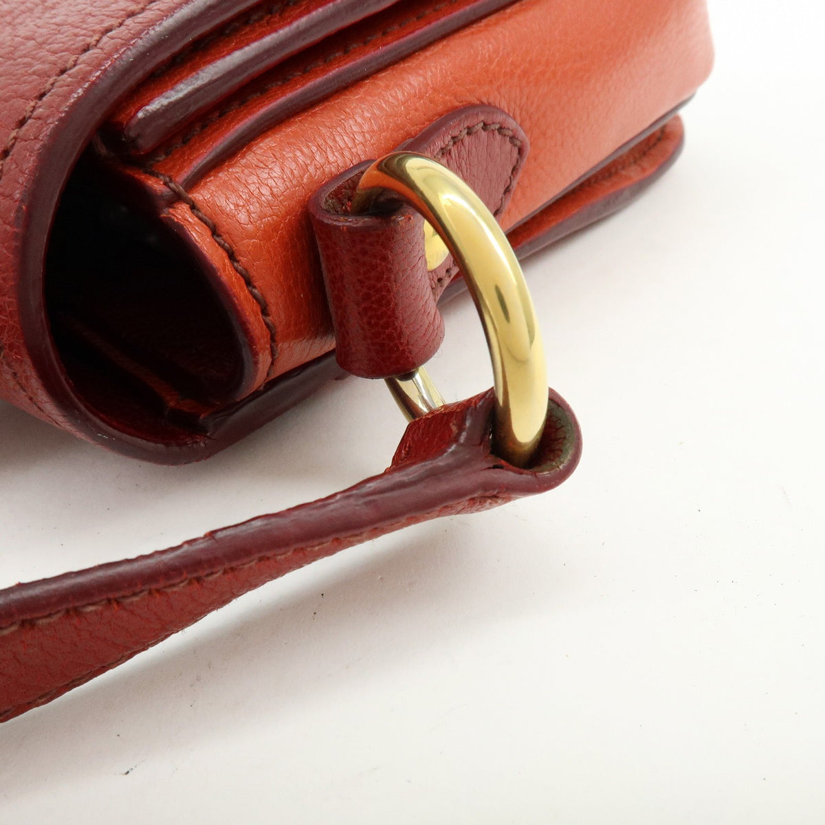 Miu Miu Madras Top Handle Leather Red Leather Handbag (Pre-Owned)