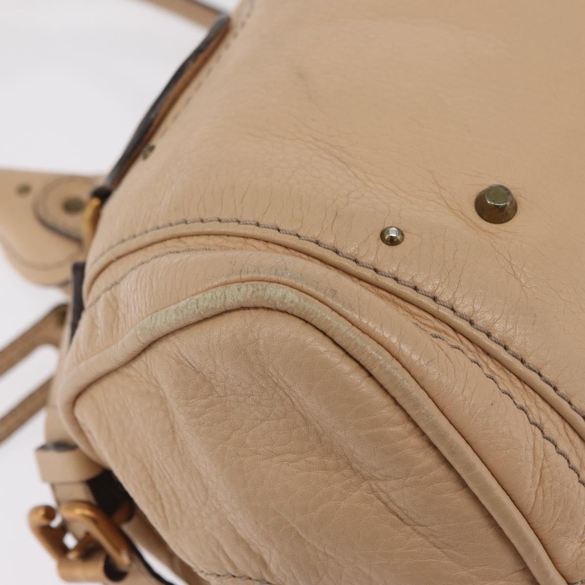Chloe Paddington Lock Leather Beige Leather Handbag (Pre-Owned)