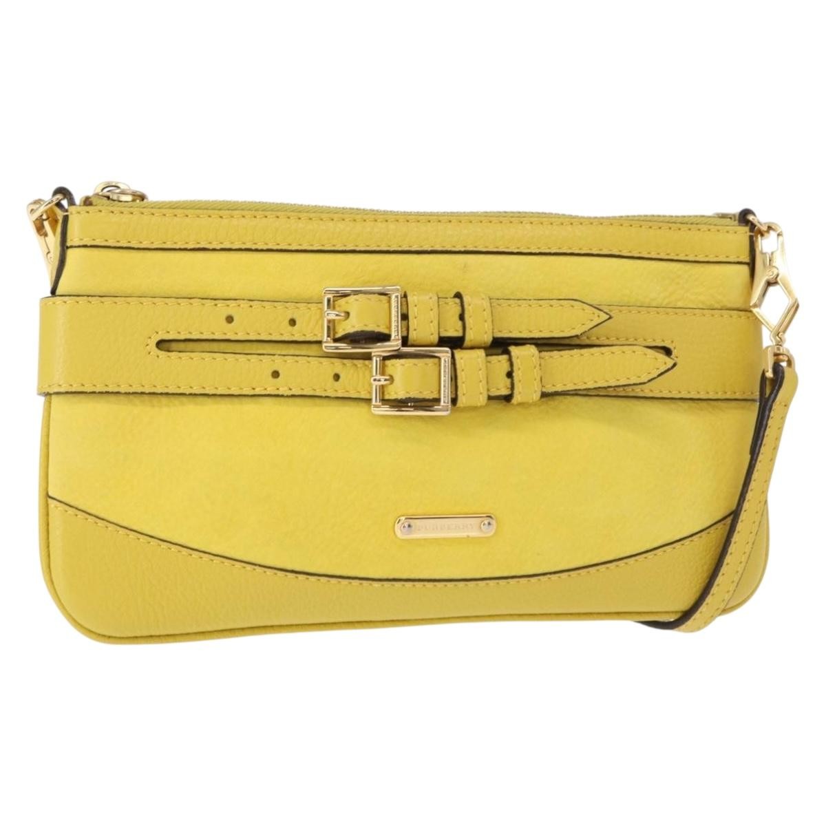 Burberry Vintage Leather Yellow Leather Shoulder Bag Bag (Pre-Owned)