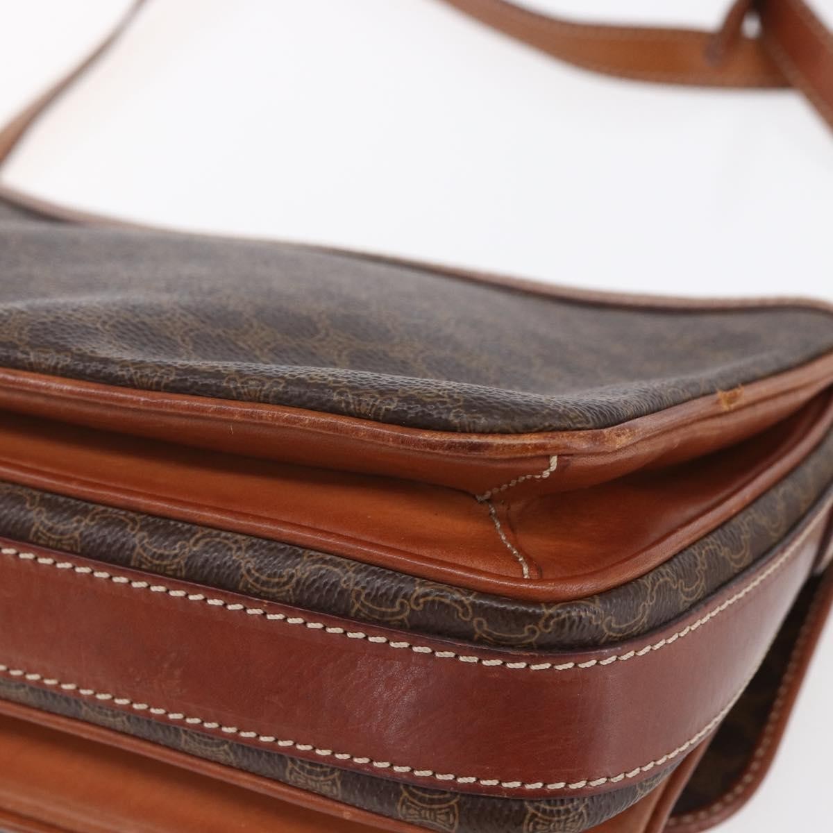 Celine Vintage Macadam Canvas And Leather Brown Canvas Shoulder Bag Bag (Pre-Owned)