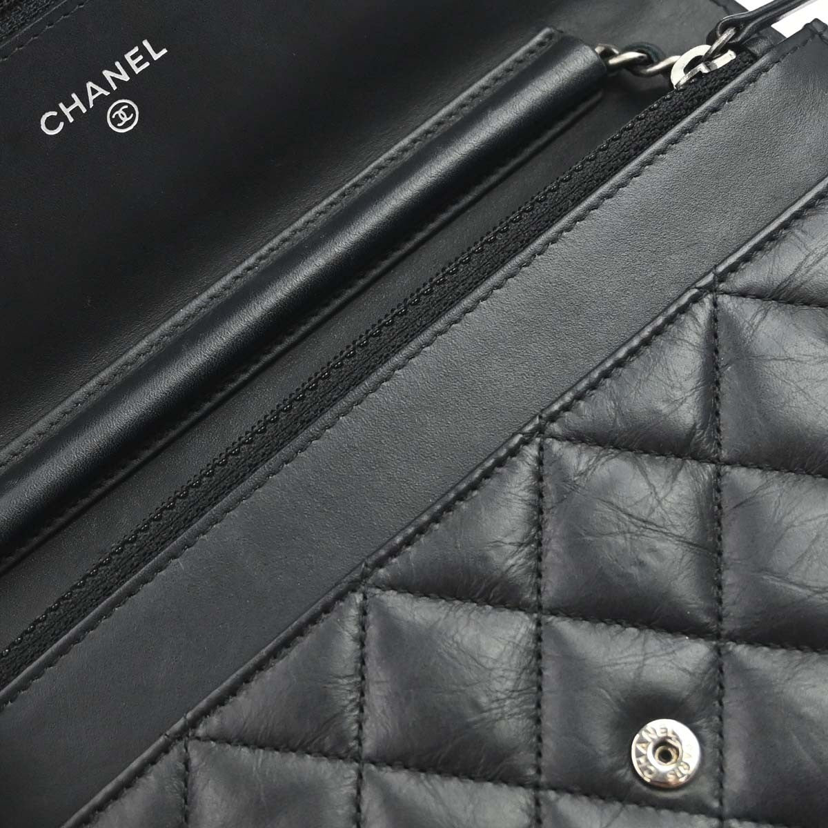 Chanel Reissue 2.55 Wallet On Chain Quilted Lambskin Black Leather Shoulder Bag Bag (Pre-Owned)