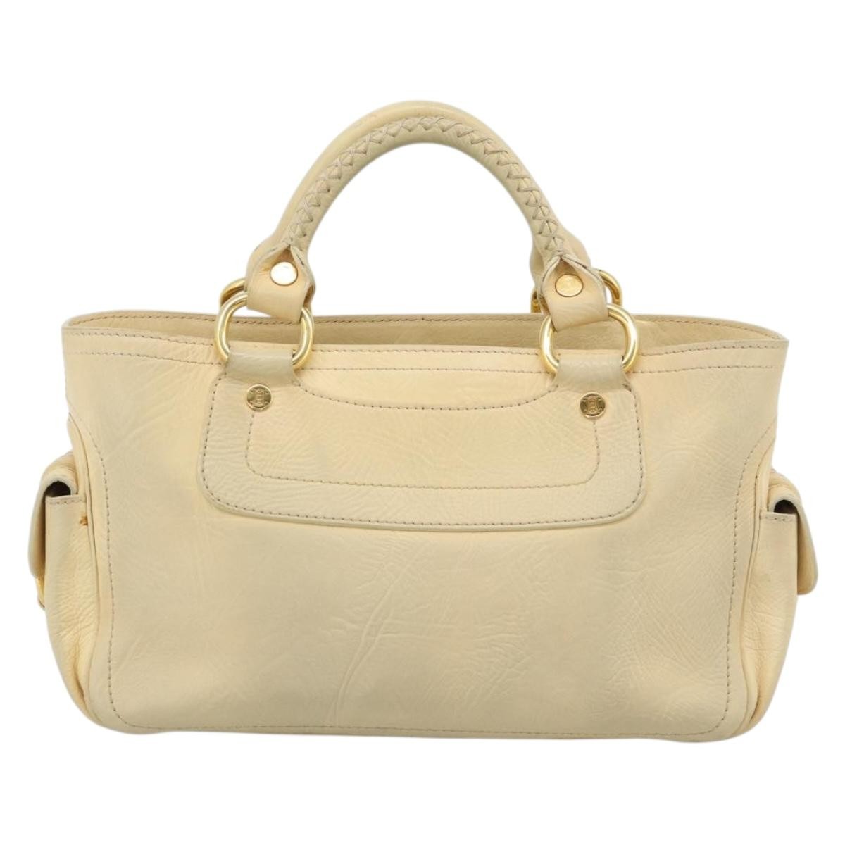 Celine Boogie Satchel Leather Beige Leather Handbag (Pre-Owned)