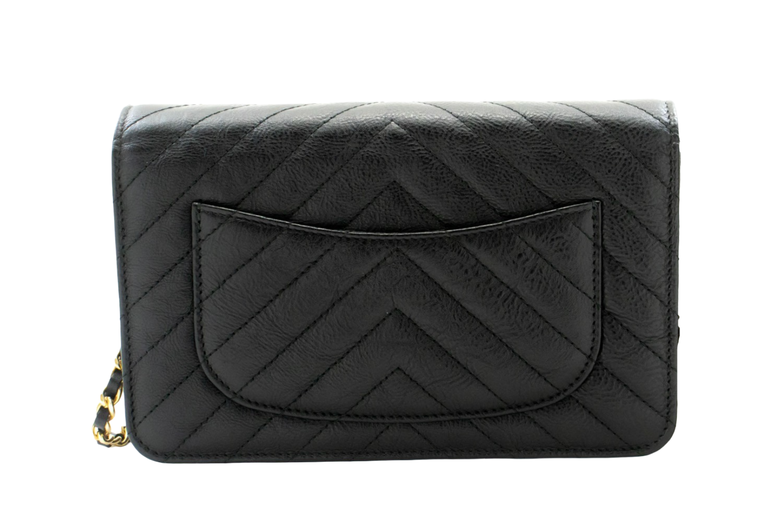 Chanel Wallet On Chain Chevron Caviar Black Calfskin Wallets Accessory (Pre-Owned)