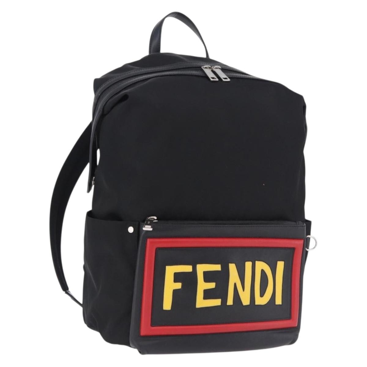 Fendi Fiend Nylon With Printed Leather Black Nylon Backpack Bag (Pre-Owned)