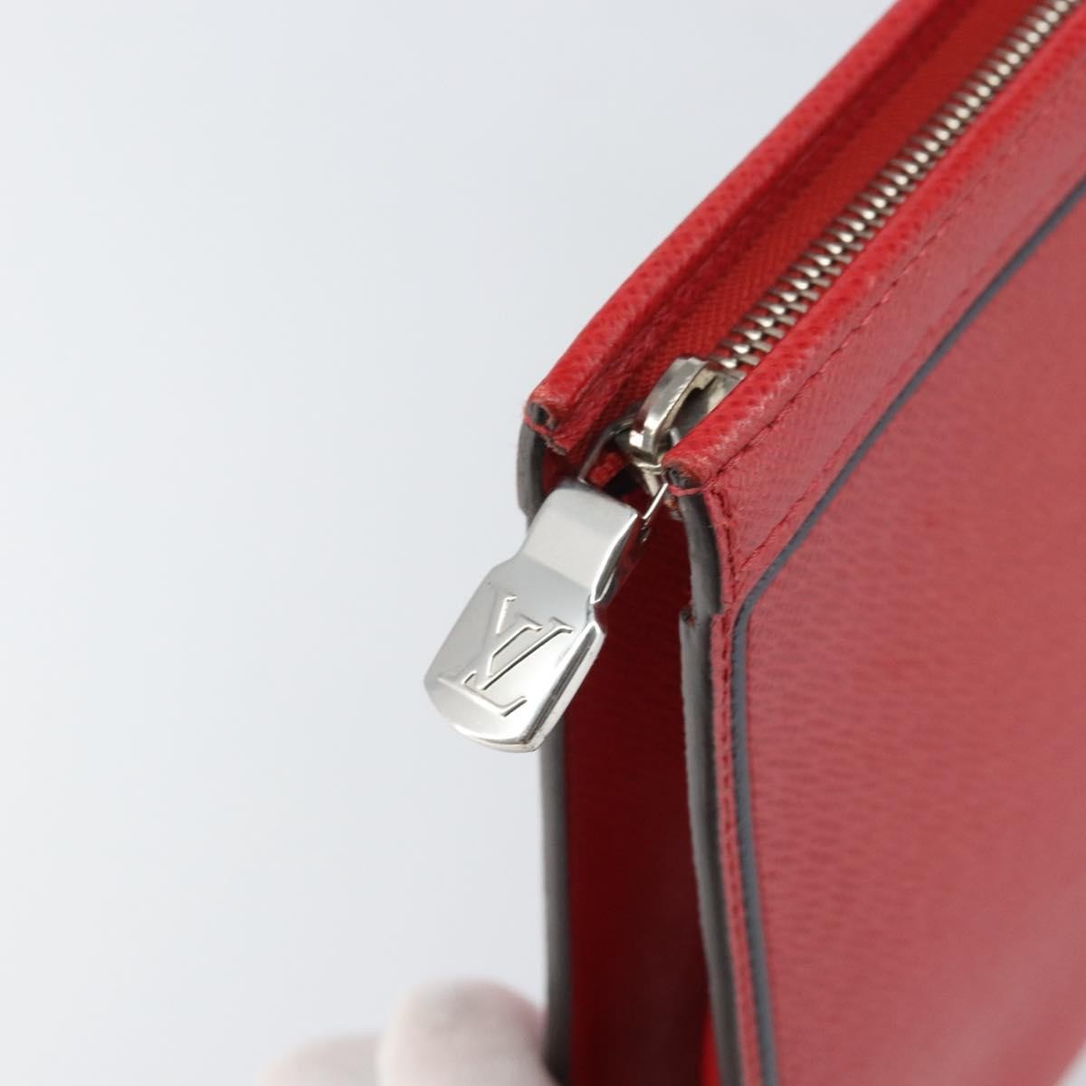 Louis Vuitton Pochette Voyage Taiga Leather Red Leather Clutche & Pouche Bag (Pre-Owned)
