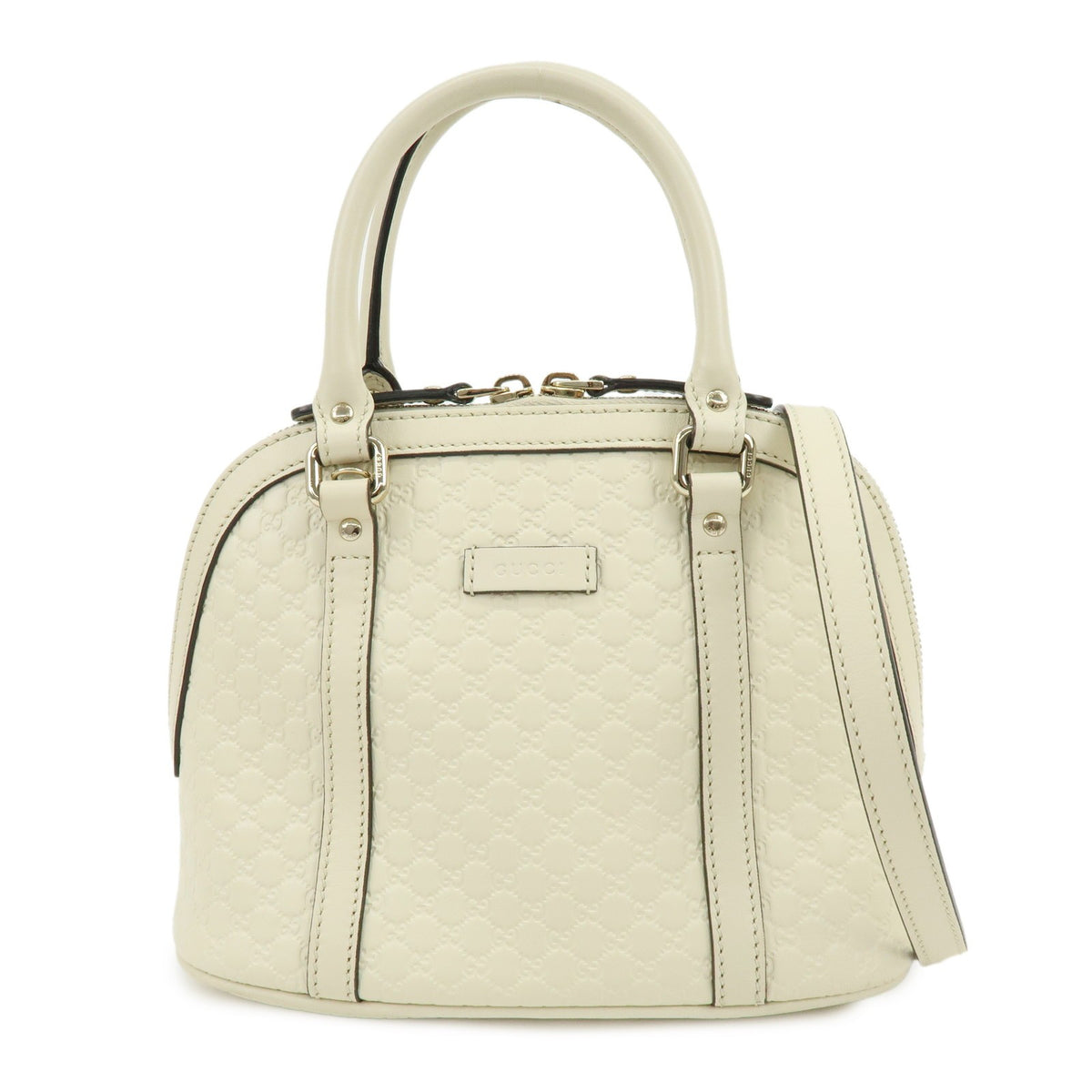 Gucci Convertible Dome Satchel Guccissima Leather White Leather Handbag (Pre-Owned)
