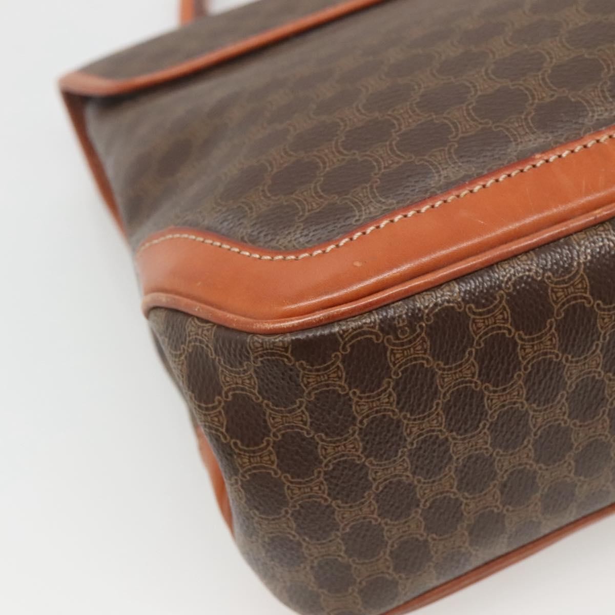 Celine Vintage Macadam Canvas Brown Canvas Handbag (Pre-Owned)