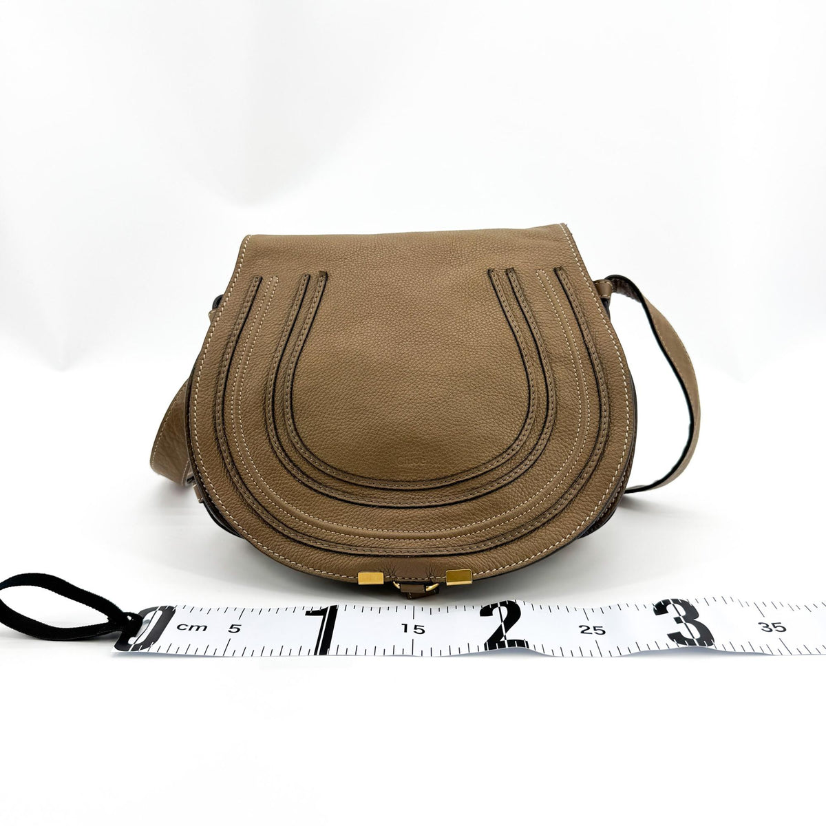 Chloe Marcie Saddle Leather Brown Leather Shoulder Bag Bag (Pre-Owned)