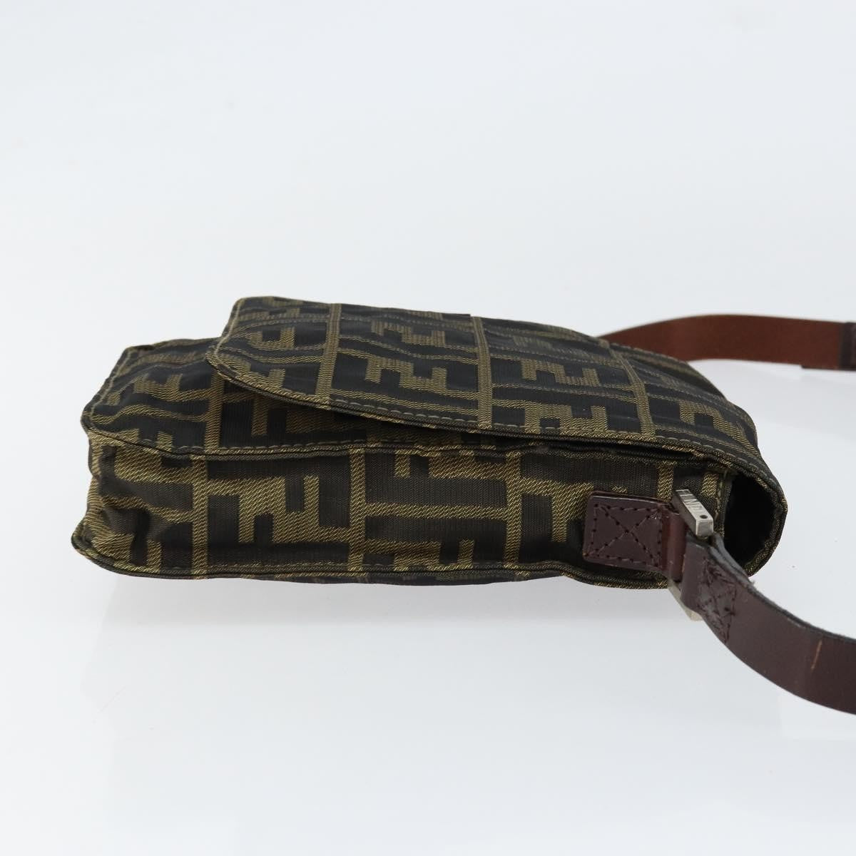 Fendi Flat Messenger Zucca Canvas Brown Canvas Shoulder Bag Bag (Pre-Owned)