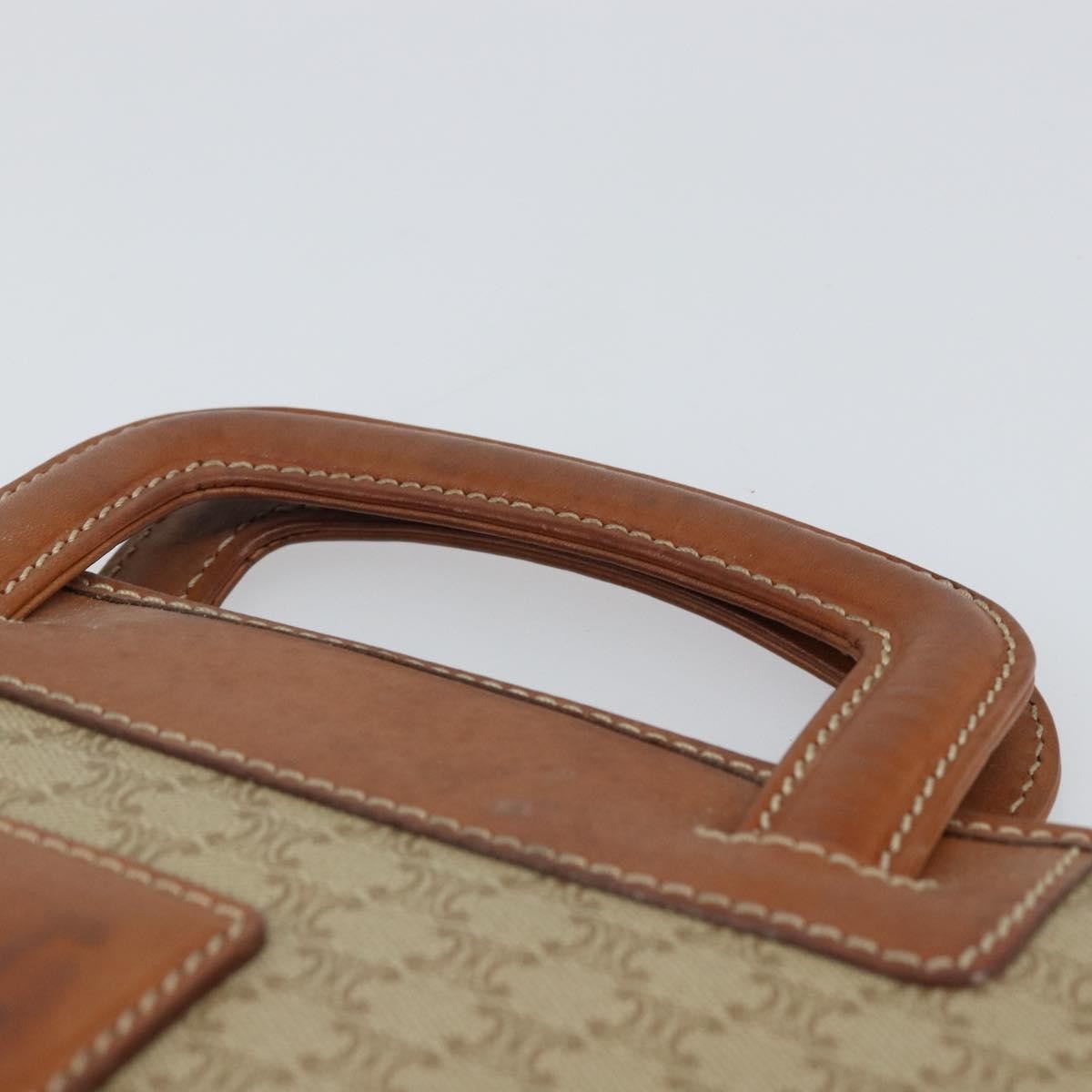 Celine Vintage Macadam Canvas Beige Canvas Handbag (Pre-Owned)