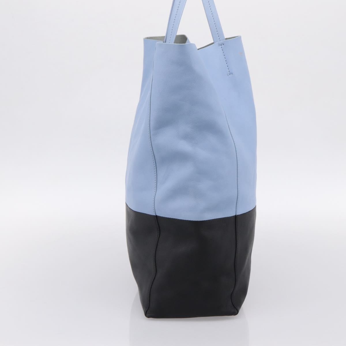 Celine Vertical Bi-Cabas Leather Blue Leather Tote Bag Bag (Pre-Owned)