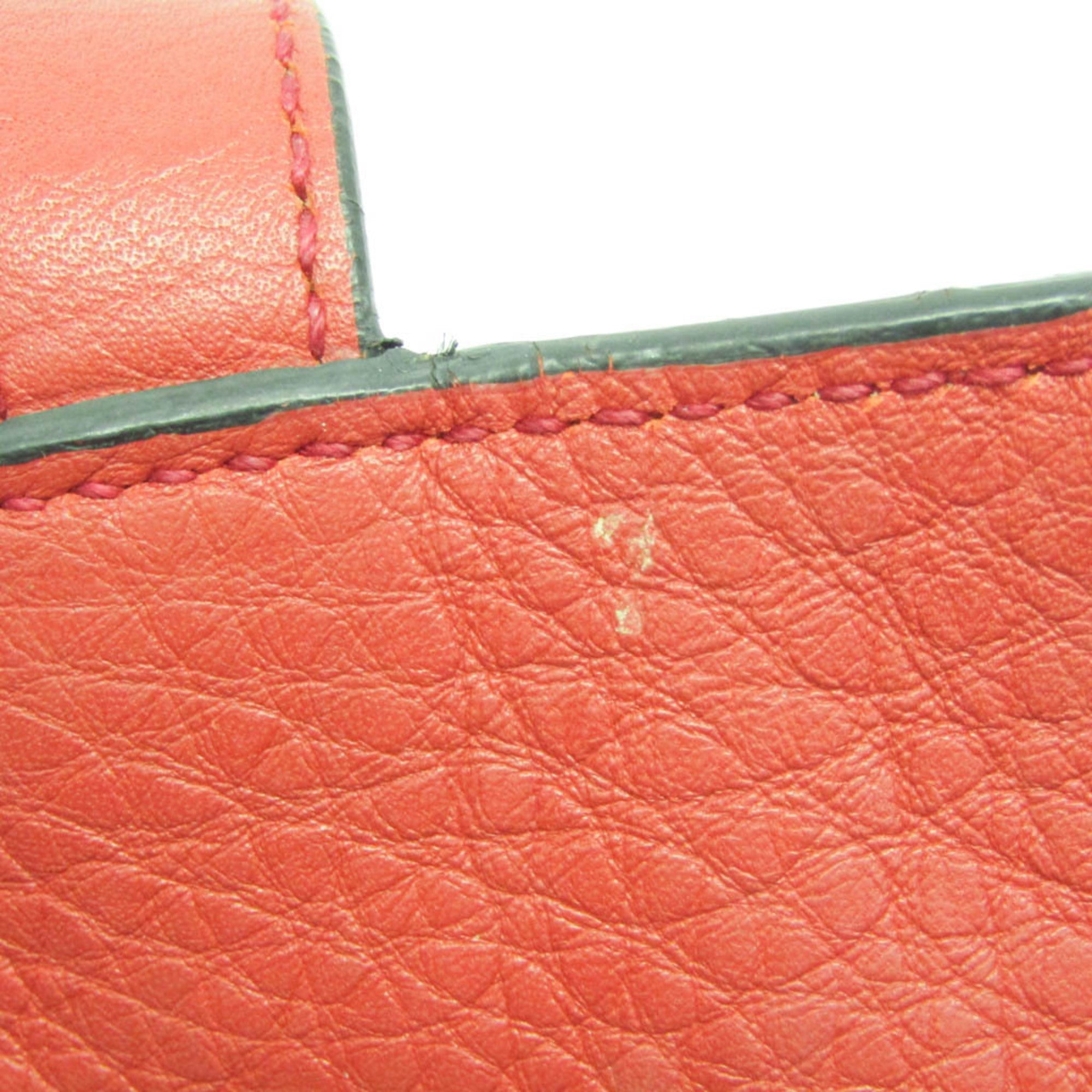 Prada Vintage Tote Leather Red Leather Tote Bag Bag (Pre-Owned)