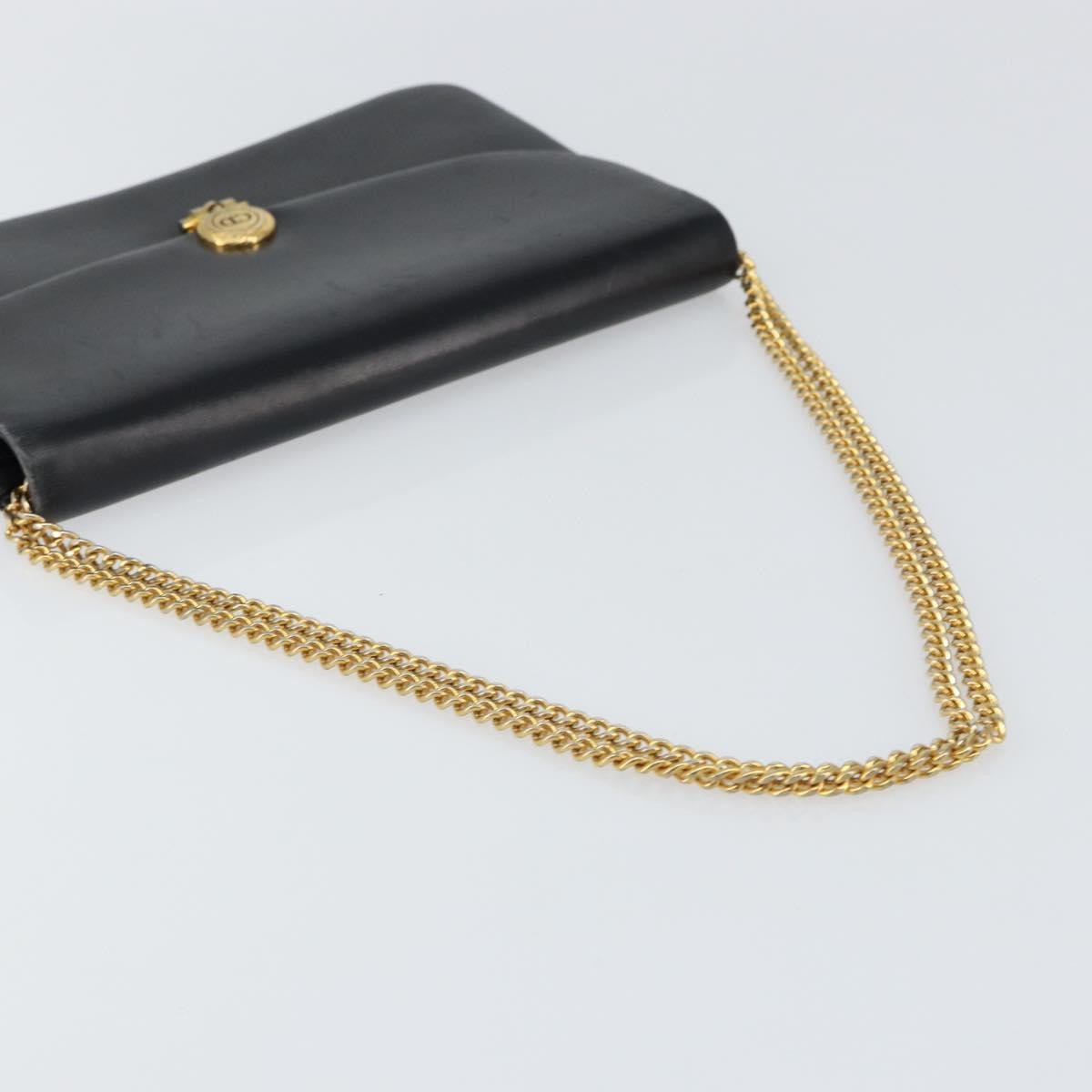 Christian Dior Vintage Chain Flap Leather Black Leather Shoulder Bag Bag (Pre-Owned)