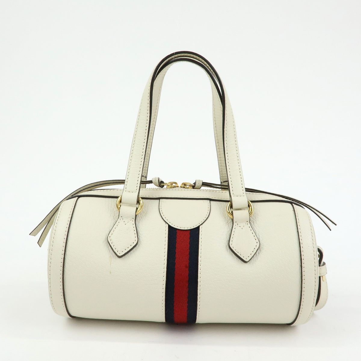 Gucci Ophidia Boston Leather White Leather Handbag (Pre-Owned)