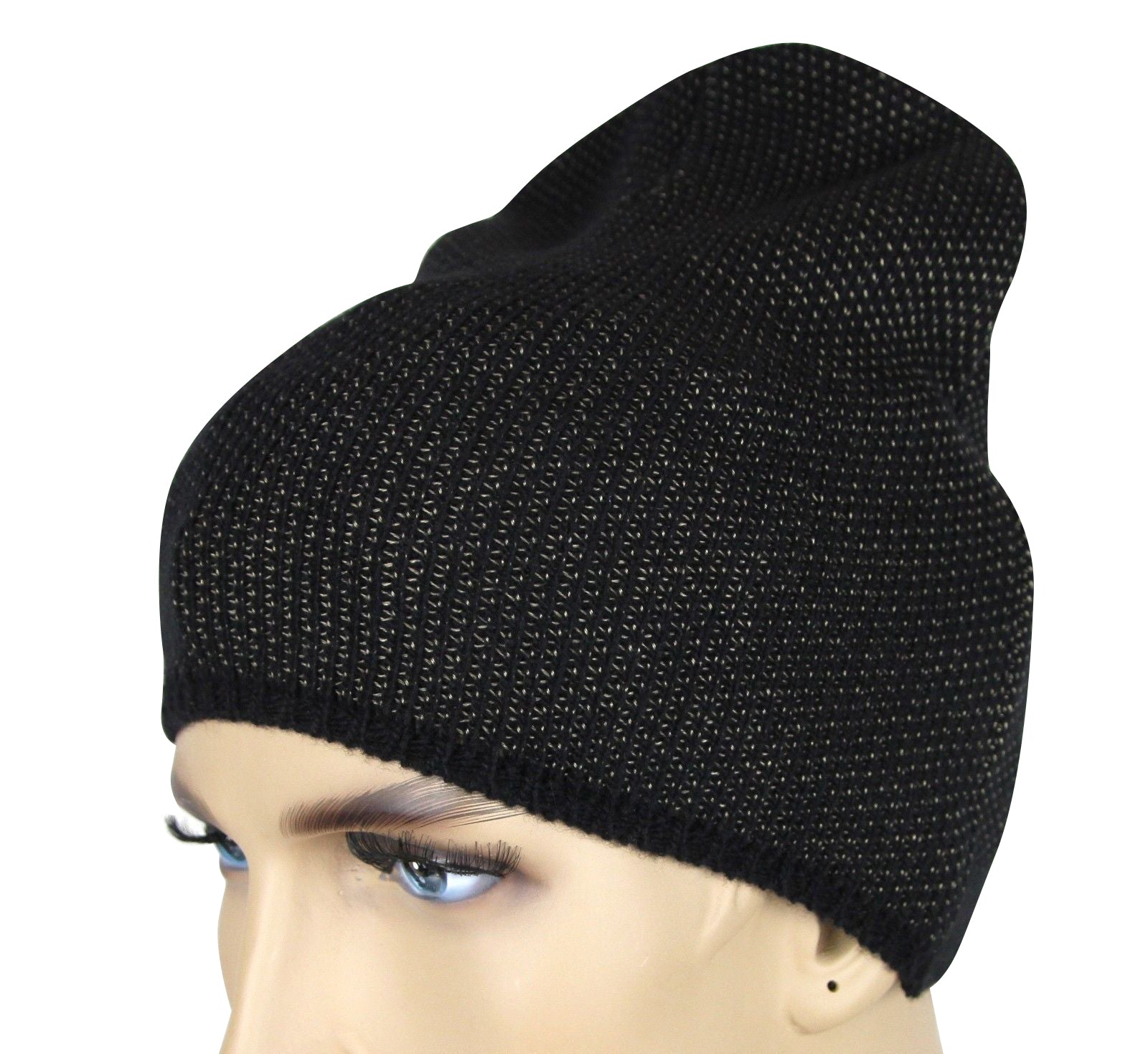Beige Wool Cashmere Cotton Knit Beanie Hat Logo 1079