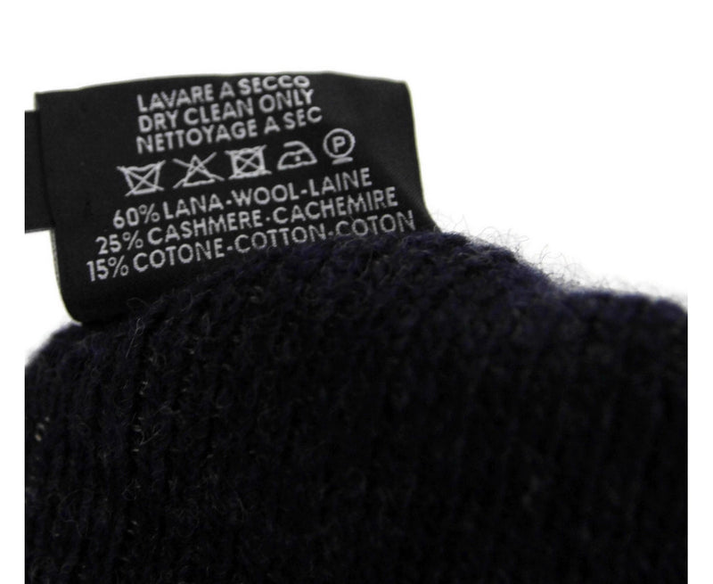 Gucci Unisex Dark Blue Wool Cashmere cotton Beanie Hat with Logo 352350 4079