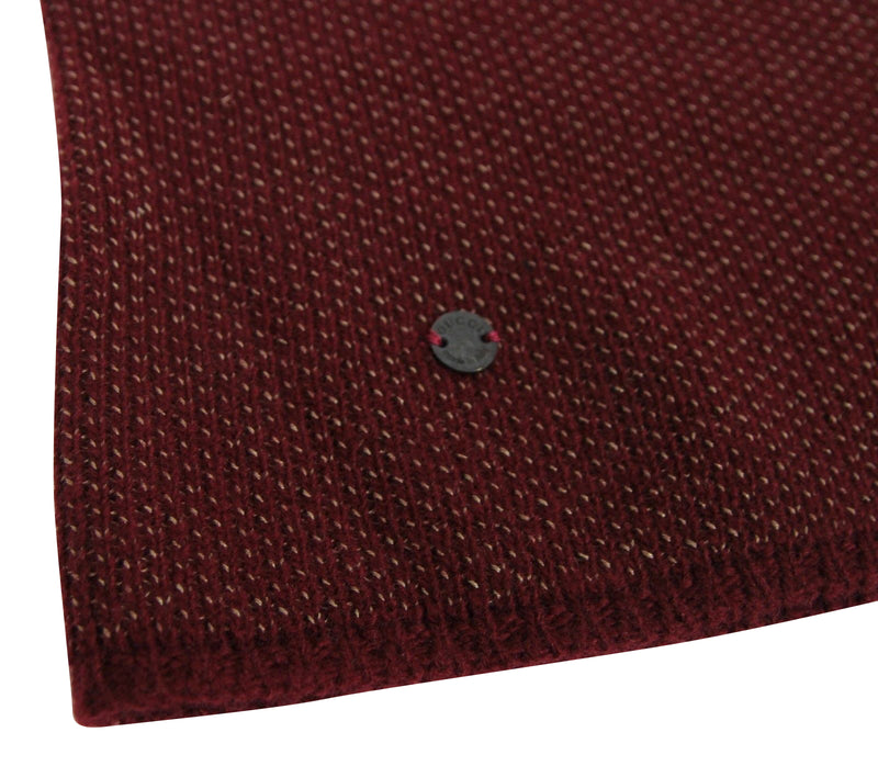 Gucci Unisex Burgundy Wool Cashmere Cotton Knit Beanie Hat With Logo 352350 6079