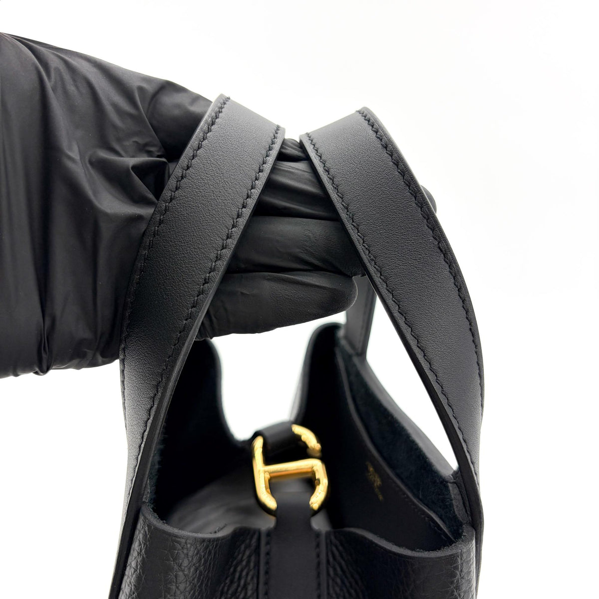 Hermes In-The-Loop Clemence With Swift Black Leather Handbag (Pre-Owned)