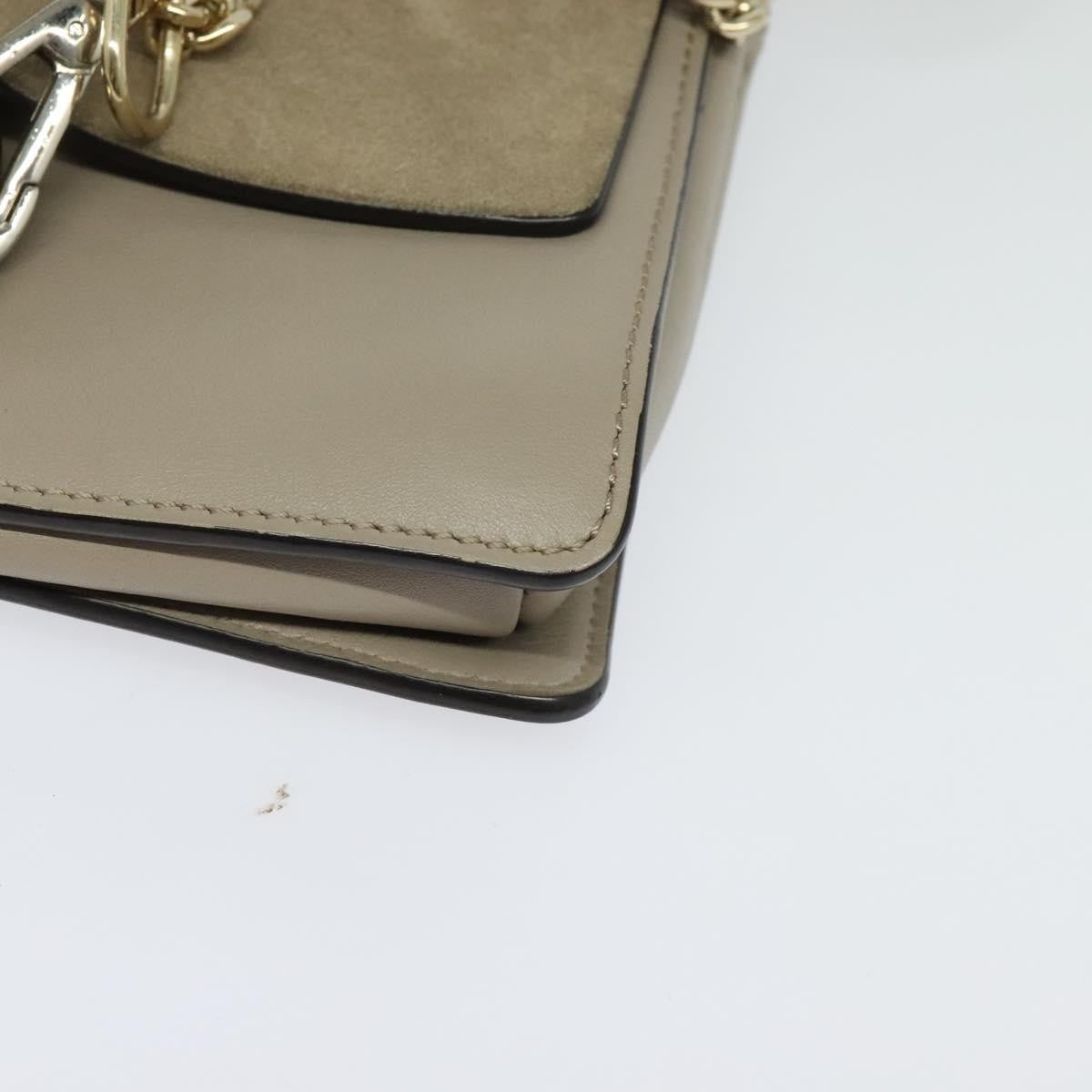 Chloe Faye Leather And Suede Gray Leather Shoulder Bag Bag (Pre-Owned)