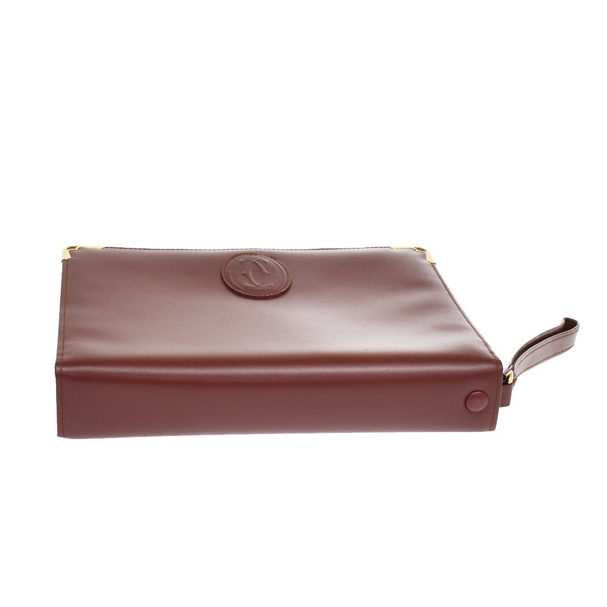 Cartier Must De Cartier Clutch Leather Burgundy Leather Clutche & Pouche Bag (Pre-Owned)