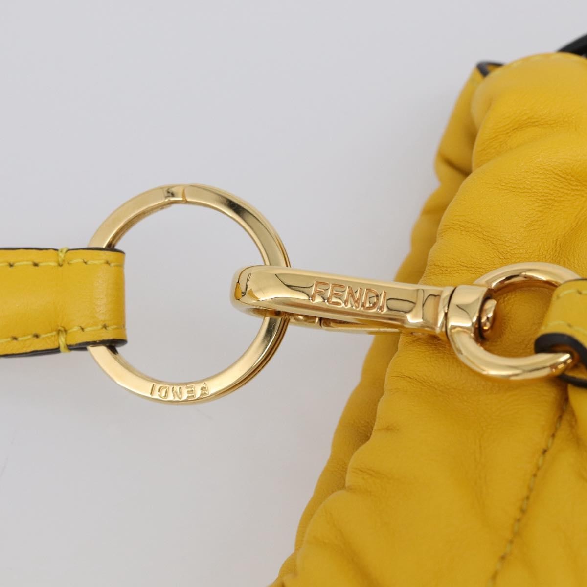 Fendi Logo Drawstring Leather Yellow Leather Handbag (Pre-Owned)