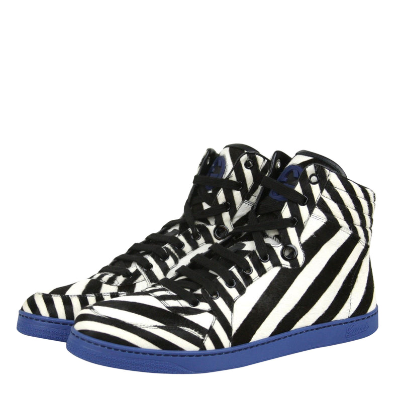 Gucci Men's Multi-Color Zebra Print Calf Hair High top Sneaker