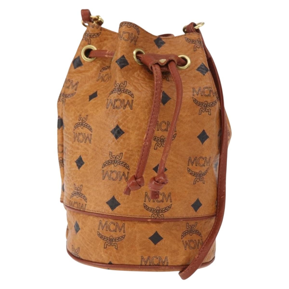 MCM Visetos Canvas And Leather Brown Canvas Shoulder Bag Bag (Pre-Owned)