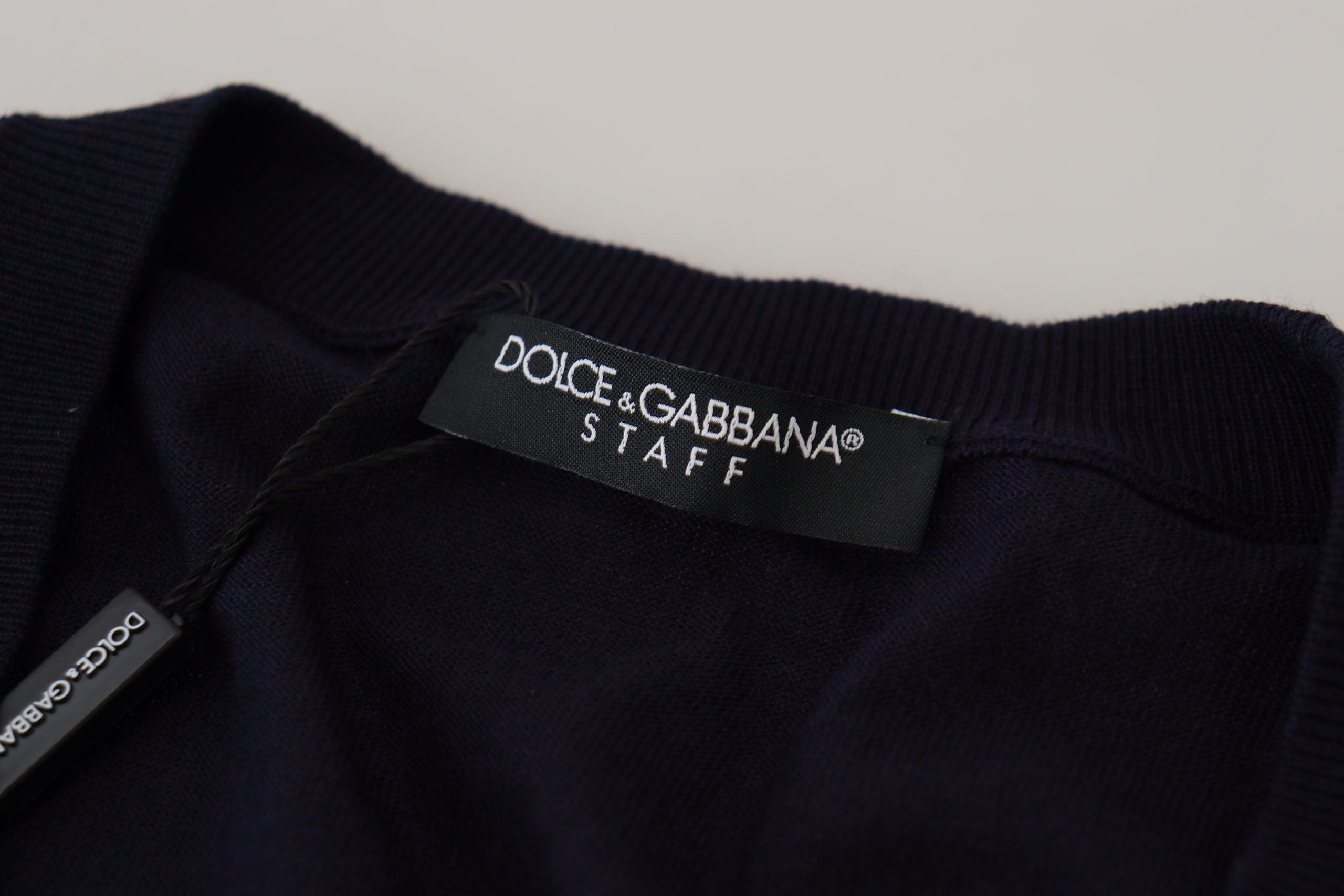Dolce & Gabbana Blue Wool STAFF Down Cardigan Men's Sweater