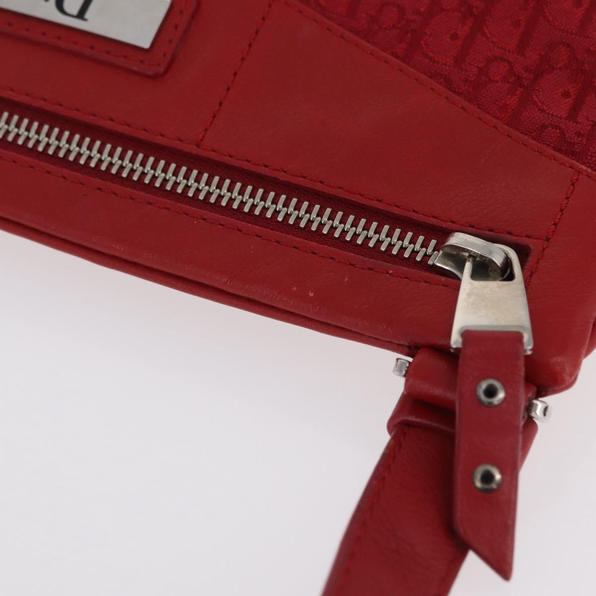 Christian Dior Vintage Street Chic Diorissimo Canvas With Leather Red Canvas Shoulder Bag Bag (Pre-Owned)