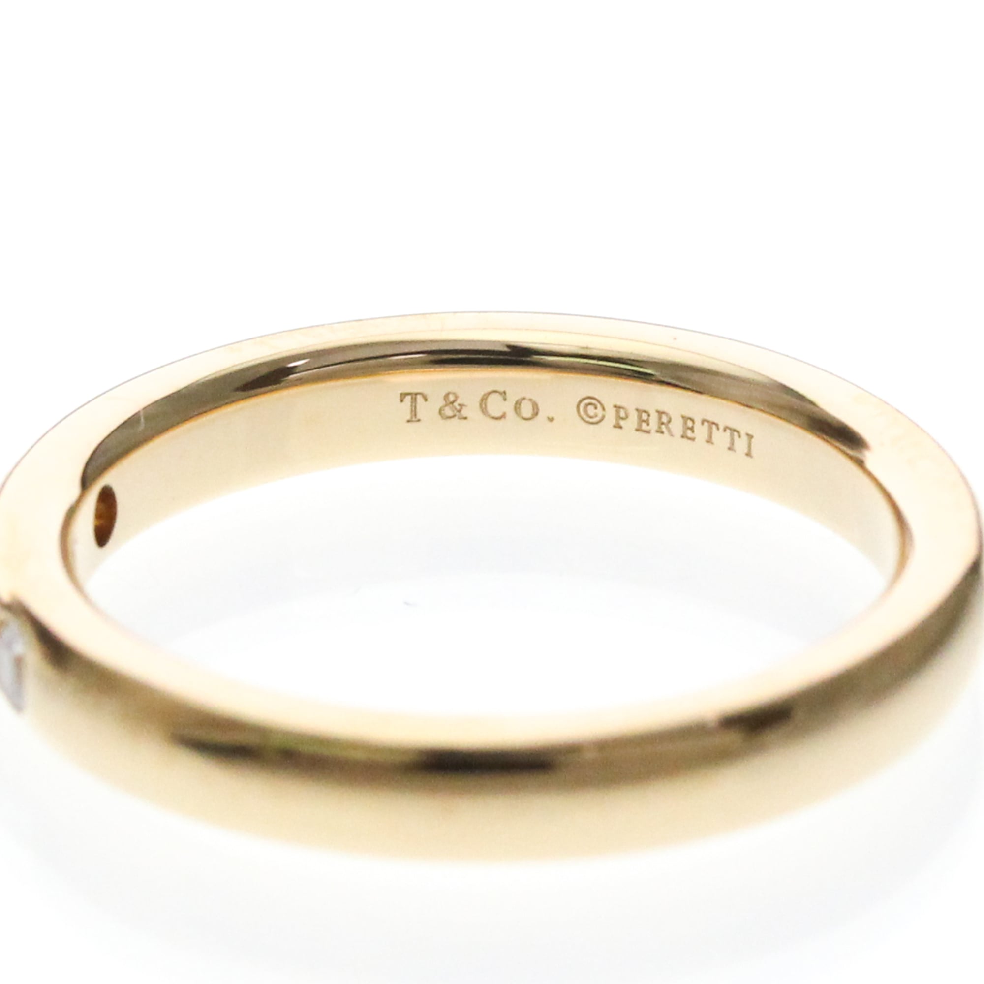 Tiffany & Co. Elsa Peretti 3 Diamond Stacking Band 18K Rose Gold With Diamonds Gold Rose_Gold Ring Jewelry (Pre-Owned)