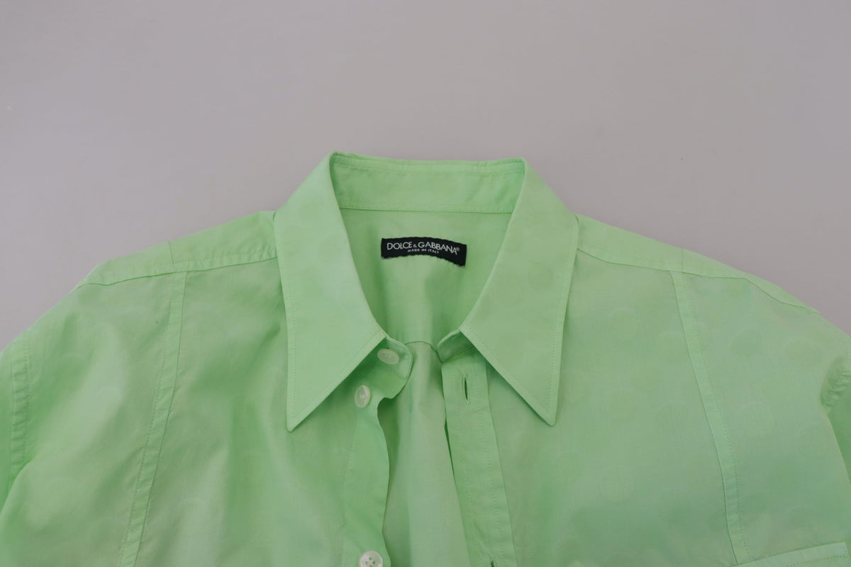 Dolce & Gabbana Mint Green Long Sleeves Button Down Men's Shirt