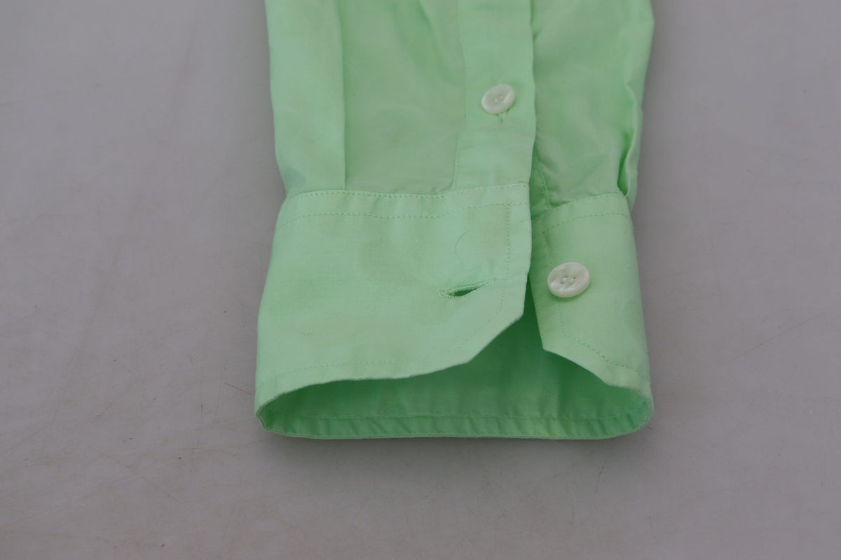 Dolce & Gabbana Mint Green Long Sleeves Button Down Men's Shirt
