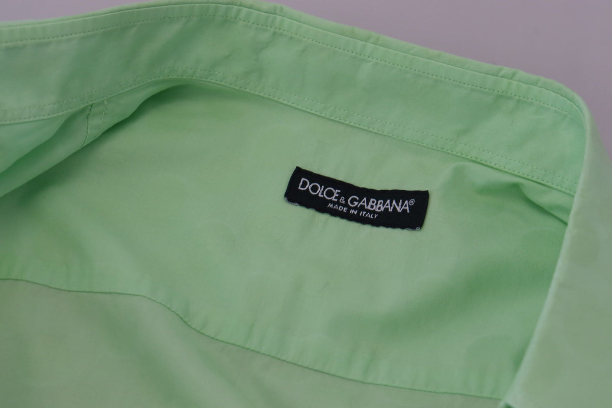 Dolce & Gabbana Mint Green Long Sleeves Button Down Men's Shirt
