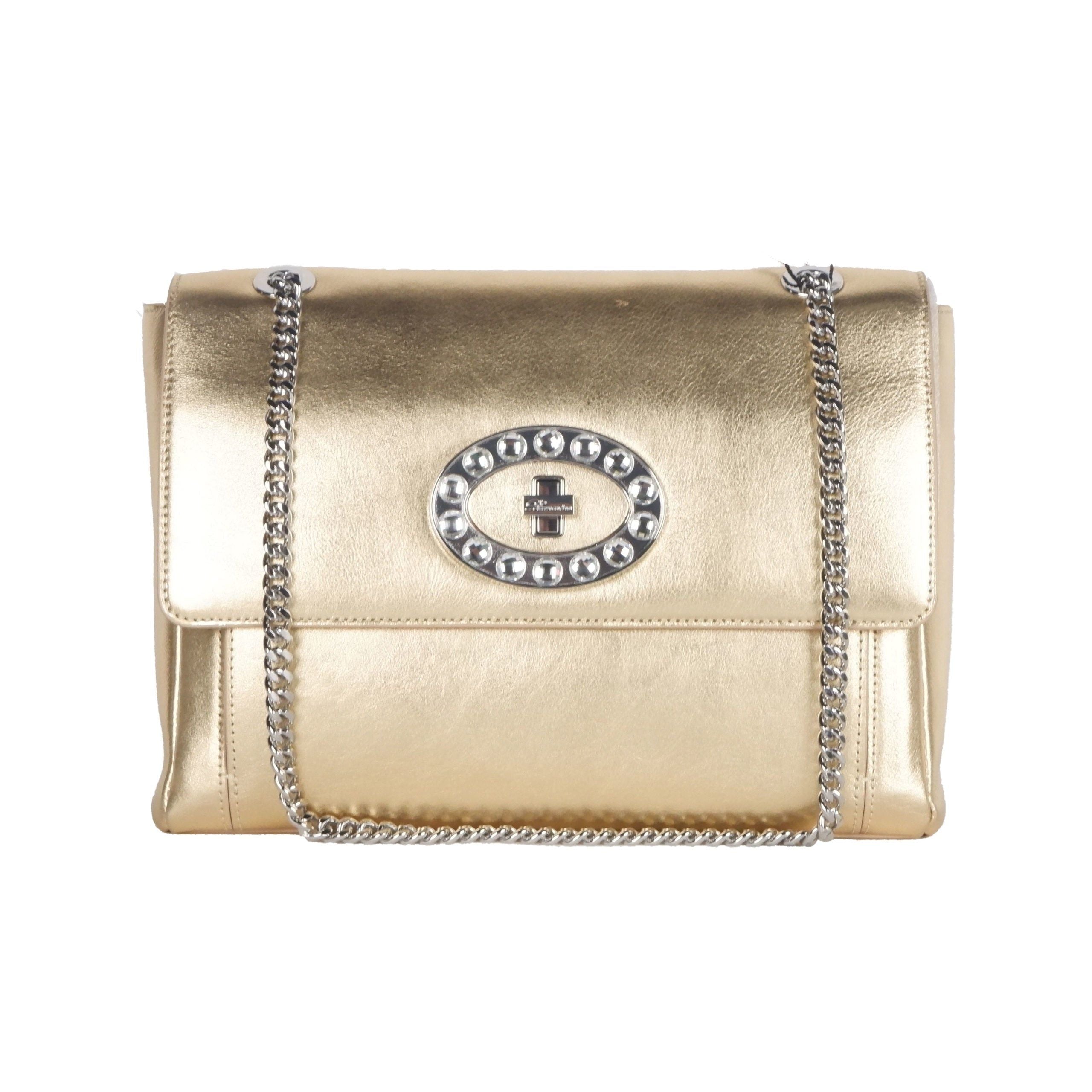 Blumarine Gold Leather Shoulder Bag