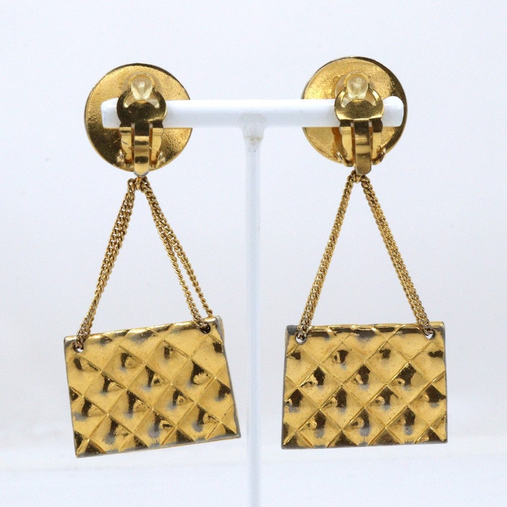 Chanel 31 Rue Cambon Flap Bag Clip-On Metal Gold Gold_Plated Earrings Jewelry (Pre-Owned)