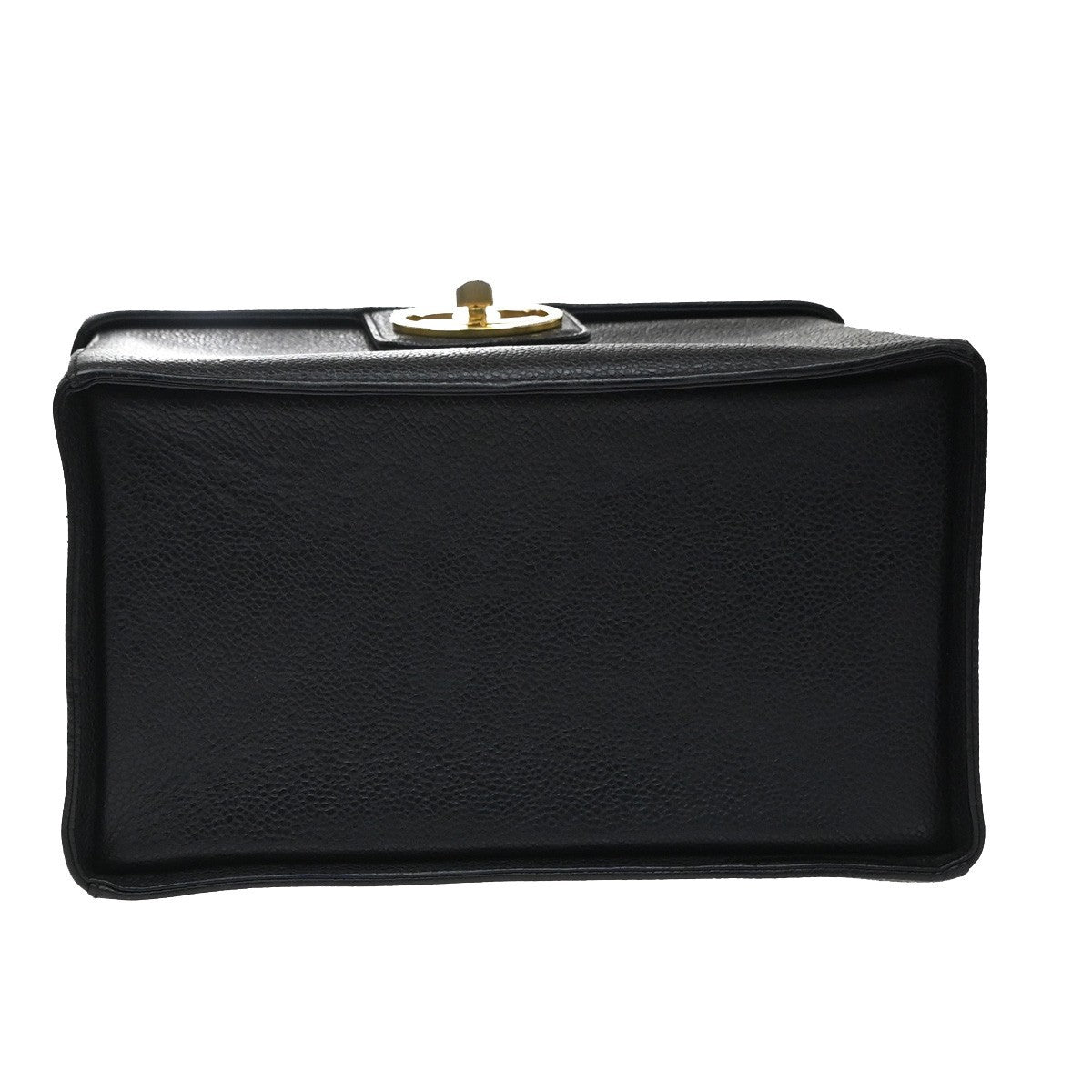 Chanel Vintage Vanity Case Calfskin Black Leather Handbag (Pre-Owned)
