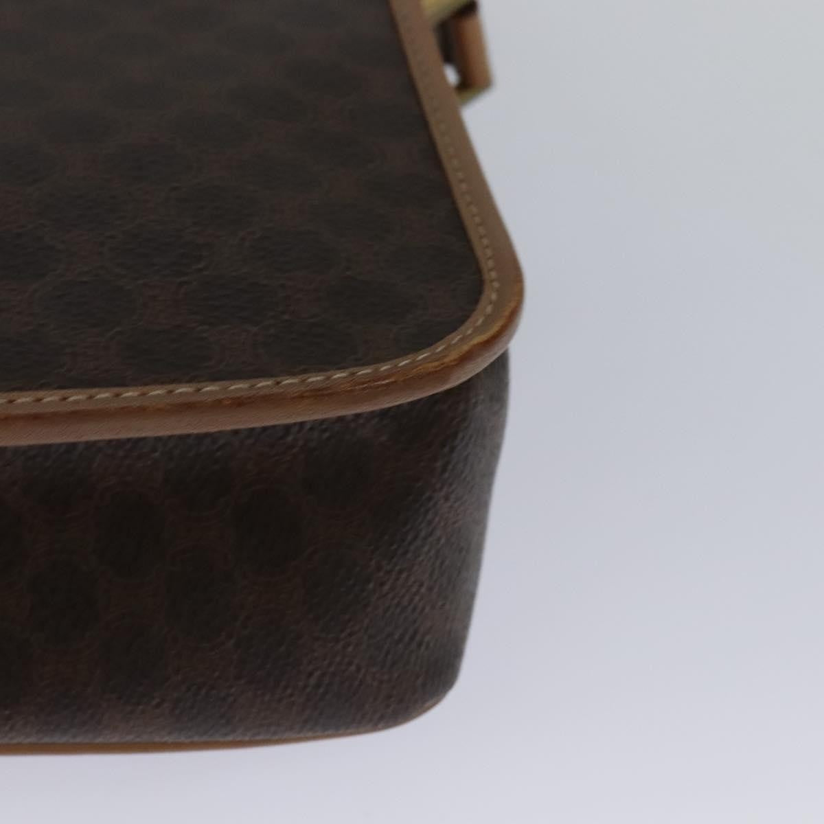 Celine Vintage Macadam Circle Logo Canvas And Leather Brown Canvas Shoulder Bag Bag (Pre-Owned)