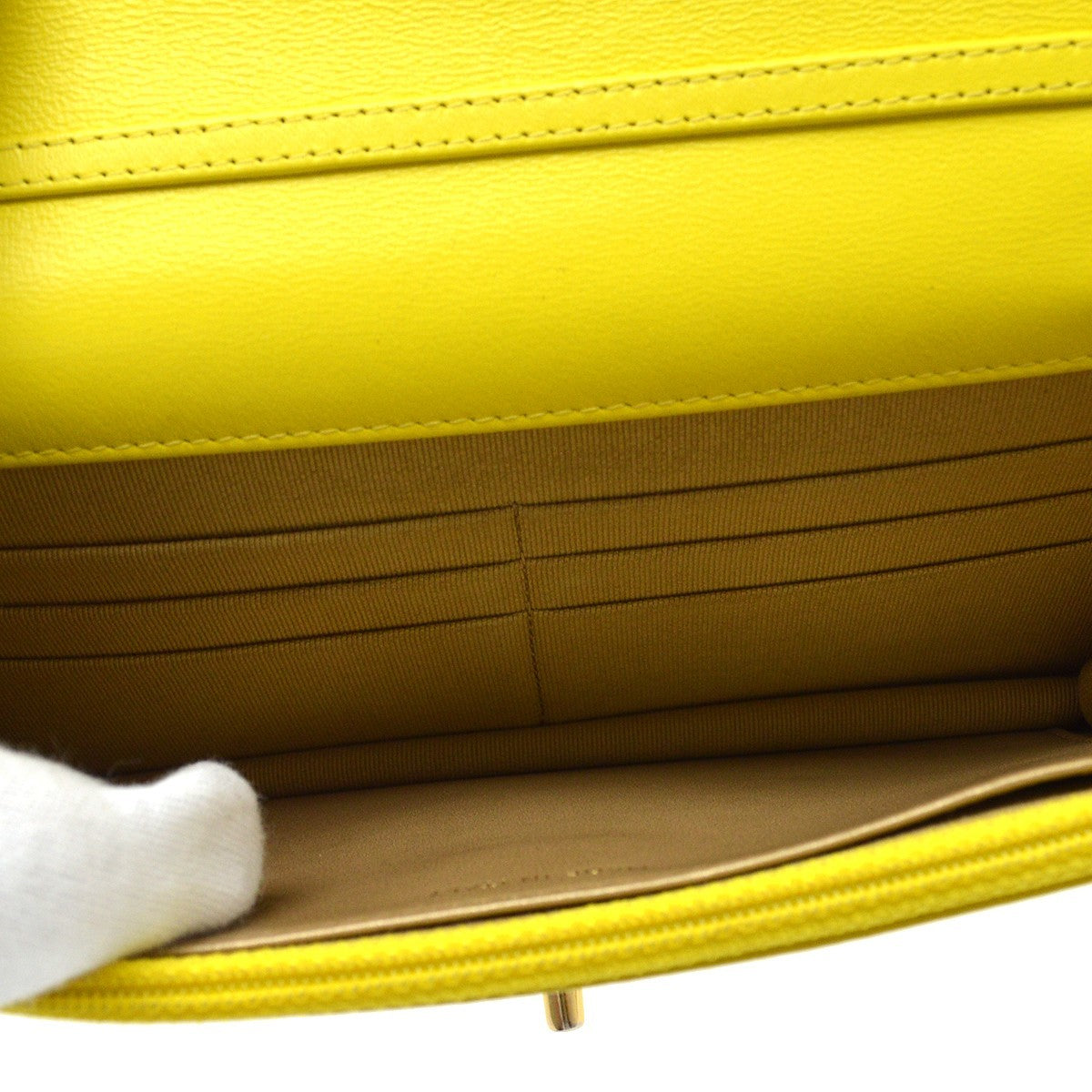 Chanel Pearl Crush Wallet On Chain Quilted Lambskin Yellow Leather Shoulder Bag Bag (Pre-Owned)