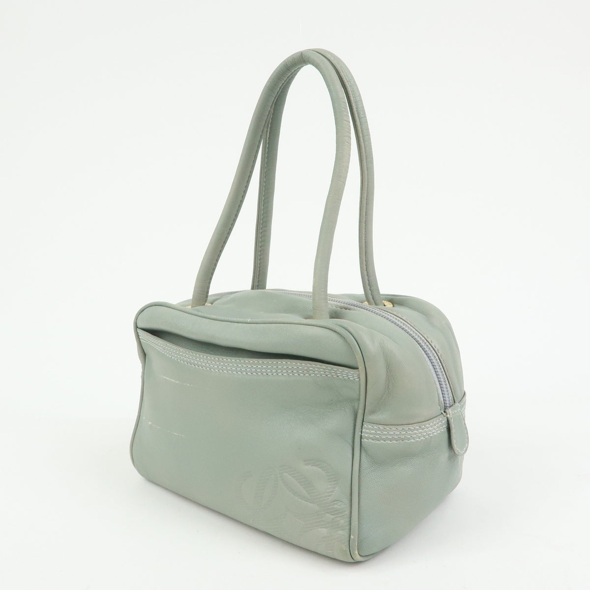 Loewe Anagram Leather Blue Leather Tote Bag Bag (Pre-Owned)