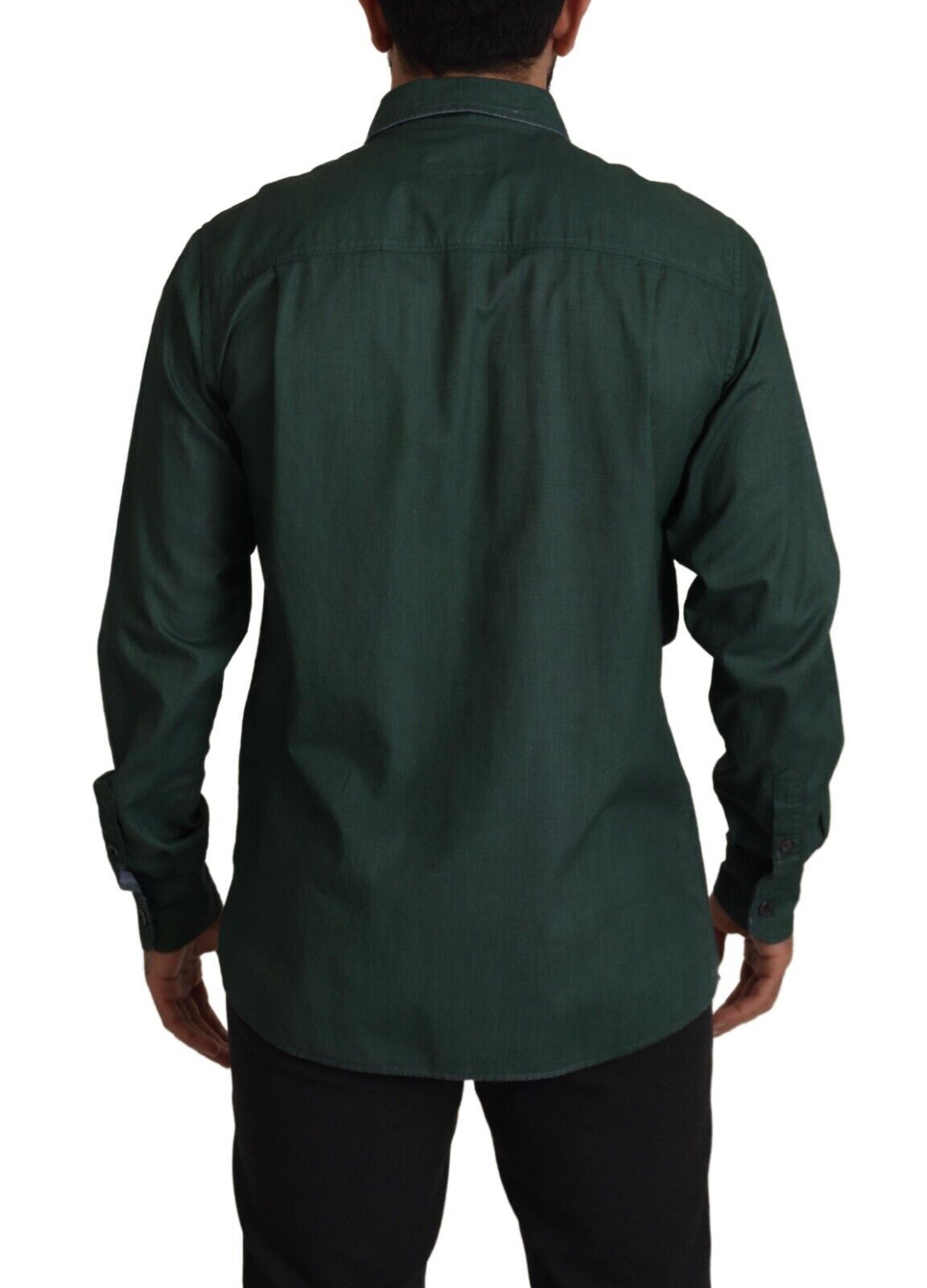 Dolce & Gabbana Dark Green Button Down Long Sleeves Men's Shirt